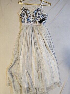 Light Blue & Ivory Beaded Tulle Dress